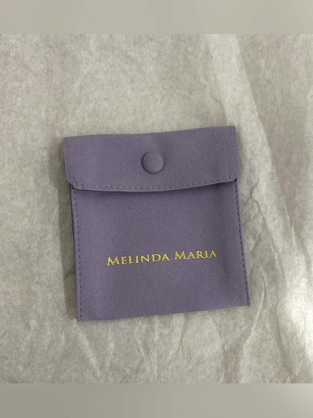 💜 MELINDA MARIA Lavender Jewelry Pouch – Gold Logo Snap Closure – NEW